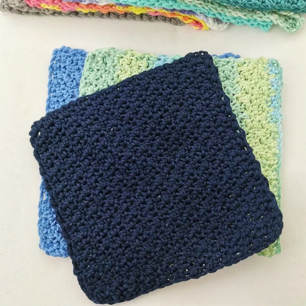 Handmade Crochet Wash Clothes, set  of 2, 100% cotton - Picture 8 of 14